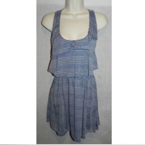 Queen Esther Dress Medium Womens Blue Stripes NWOT - Picture 1 of 4